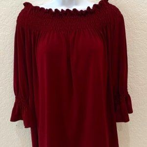 Nordstrom Burgundy blouse elasticized neck 3X